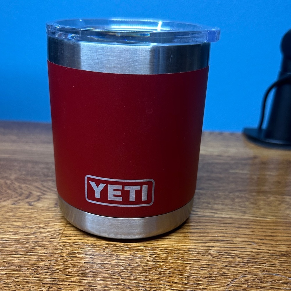 YETI Red Stainless Steel Mug with Clear Lid